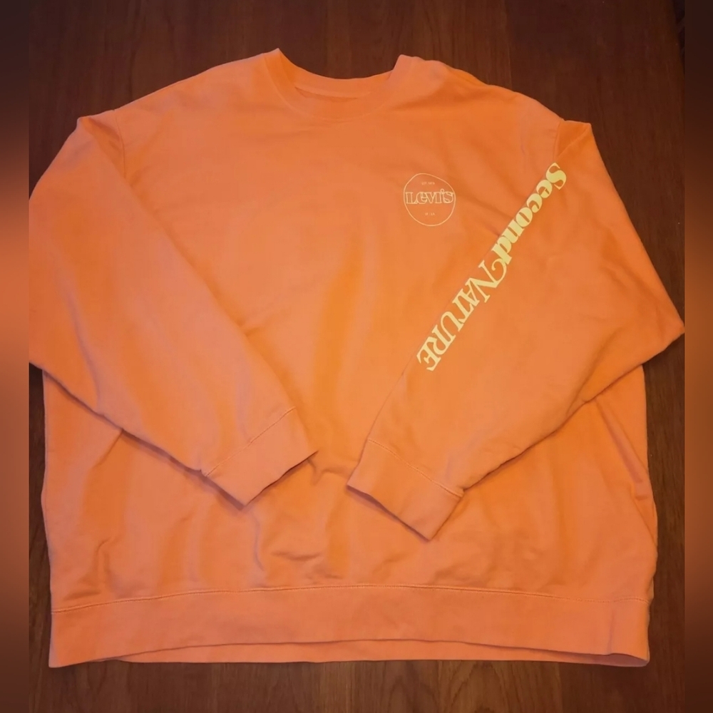 Levi's Men's 3XL Orange Crew Neck Second Nature Print Cotton Sweater